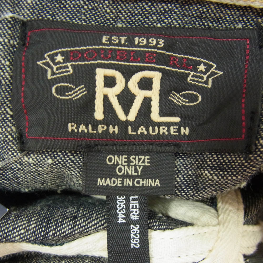 RRL ダブルアールエル DENIM WORK CAP デニム ロゴ ワークキャップ 帽子 ネイビー系【中古】