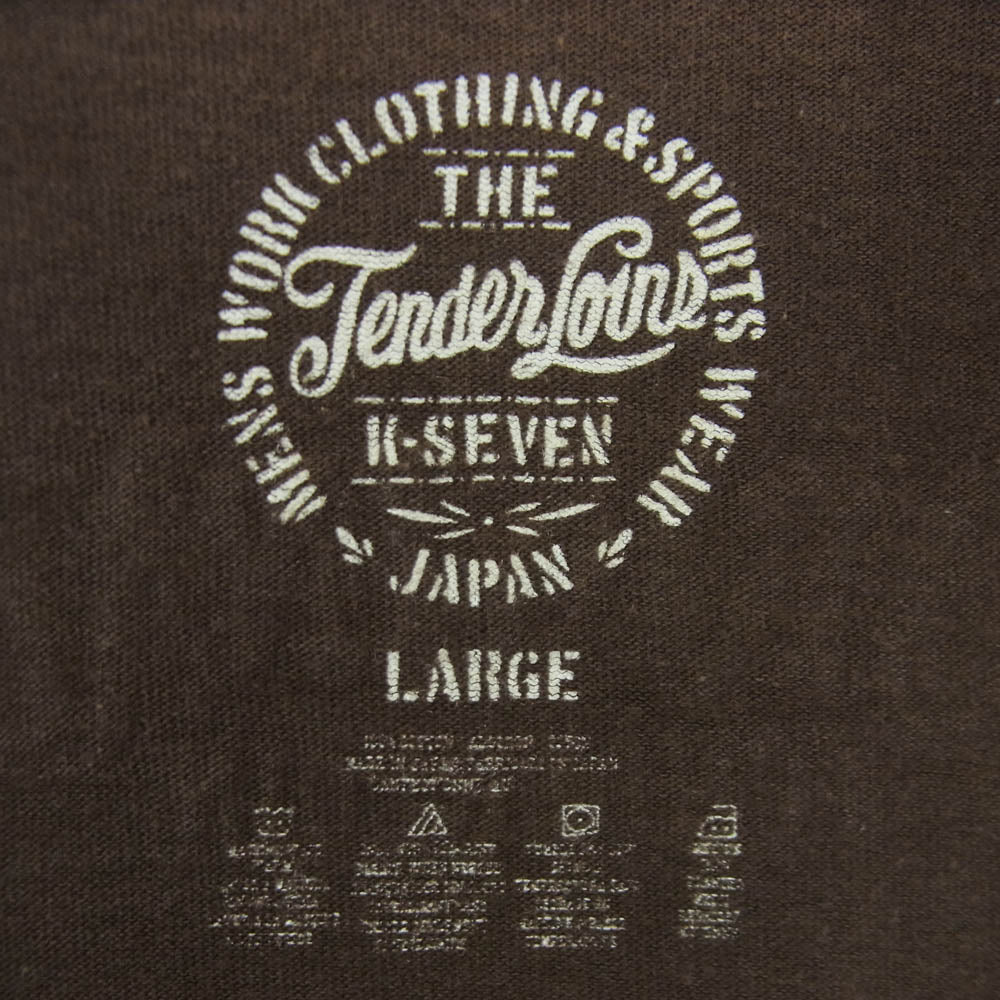TENDERLOIN テンダーロイン 15SS 本店限定 T-TEE TENDERLOIN TOKYO ユーズド加工 ロゴプリント Tシャツ 半袖 カットソー ブラウン系 L【中古】