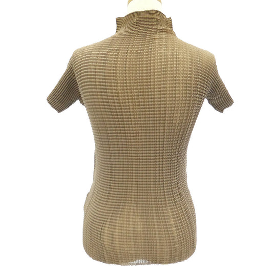 ISSEY MIYAKE イッセイミヤケ IM92-FT124 ボックス プリーツ加工 ハイネック 半袖 カットソー ベージュ系 M【中古】