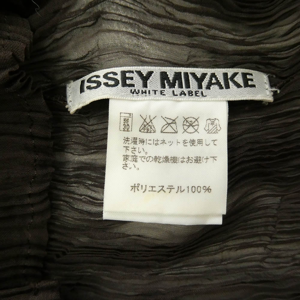 ISSEY MIYAKE イッセイミヤケ IM24FJ507 WHITE LABEL ホワイトレーベル シフォンツイスト プリーツ加工 ハイネック 長袖 カットソー ブラウン系 2【中古】