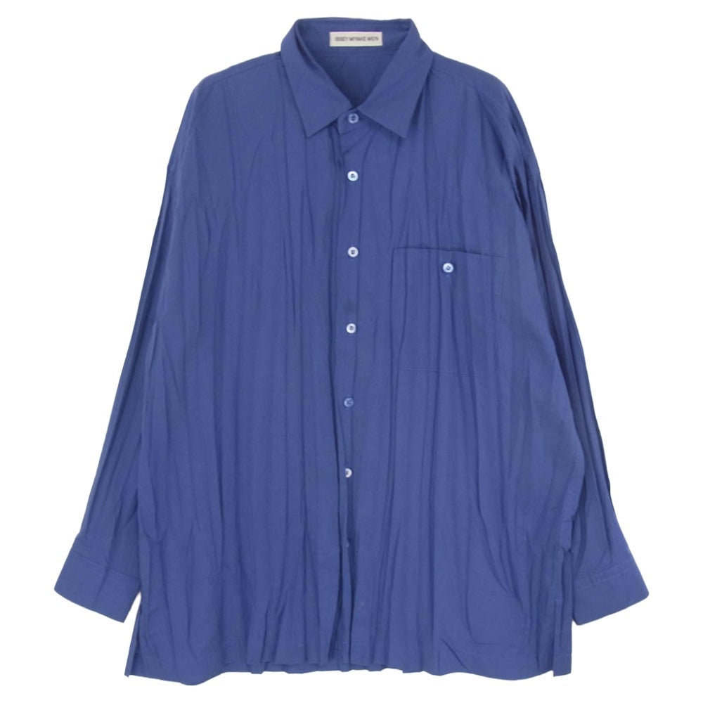 ISSEY MIYAKE イッセイミヤケ ME63-FJ483 MEN シワ プリーツ デザイン 長袖 シャツ ブルー系 M【中古】 ISSEY MIYAKE イッセイミヤケ ME63-FJ483 MEN シワ プリーツ デザイン