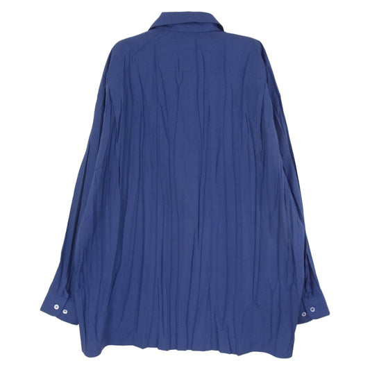 ISSEY MIYAKE イッセイミヤケ ME63-FJ483 MEN シワ プリーツ デザイン 長袖 シャツ ブルー系 M【中古】