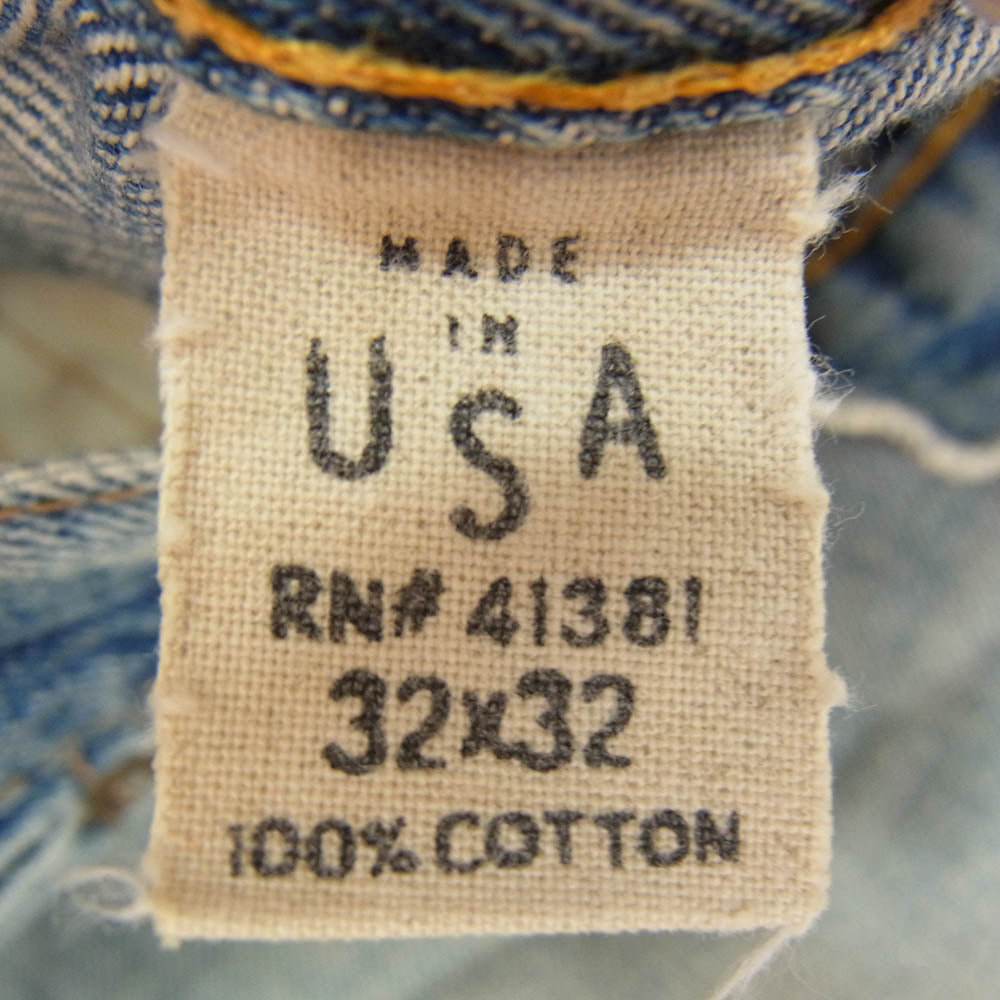 RRL ダブルアールエル USA製 distressed straight denim リペア加工 ダメージ加工 ストレート デニムパンツ インディゴブルー系 32【中古】