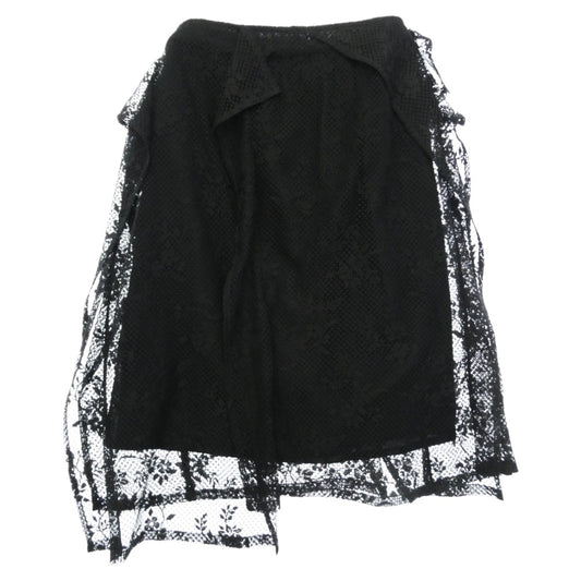 チカキサダ 24SS CS-24059 Lace skirt フラワーモチーフ レイヤード レース ミディ スカート ブラック系 2【美品】【中古】