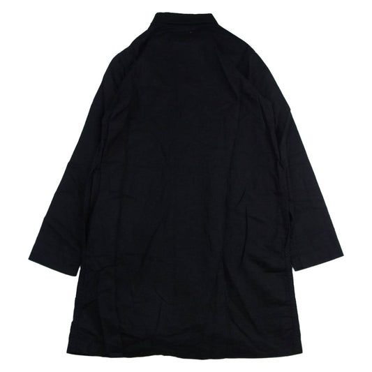 Engineered Garments エンジニアードガーメンツ USA製 コットンリネン マオカラー 長袖 シャツ ブラック系 1【中古】