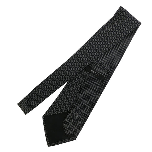 GUCCI グッチ イタリア製 Gロゴ シルク ネクタイ ブラック系【中古】