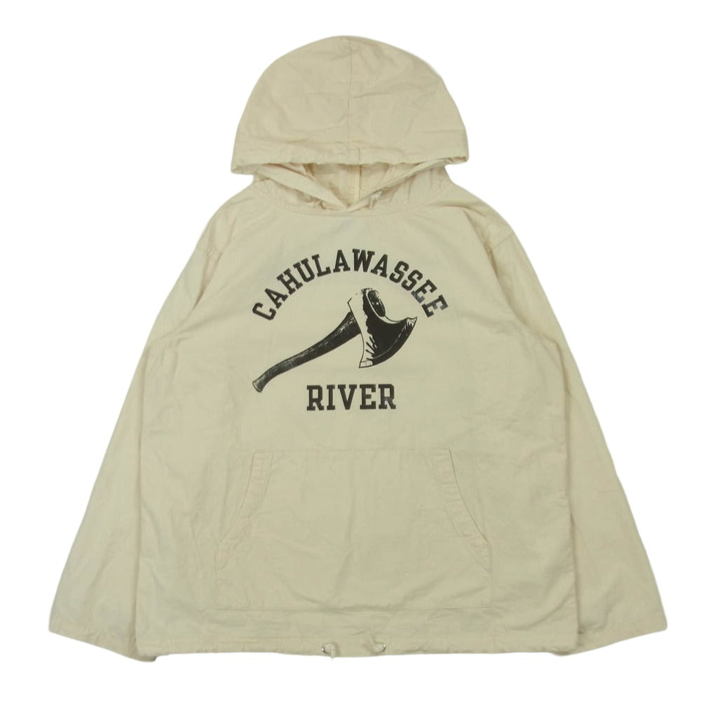 TENDERLOIN テンダーロイン T-STP HOODED CAHULAWASSEE  ドローコード付 カフラワッシー リバー アノラック プルオーバー コットン パーカー フーディー ベージュ系 ライトベージュ系 XS【中古】 TENDERLOIN テンダーロイン T-STP HOODED CAHULAWASSEE RIVER ドロー