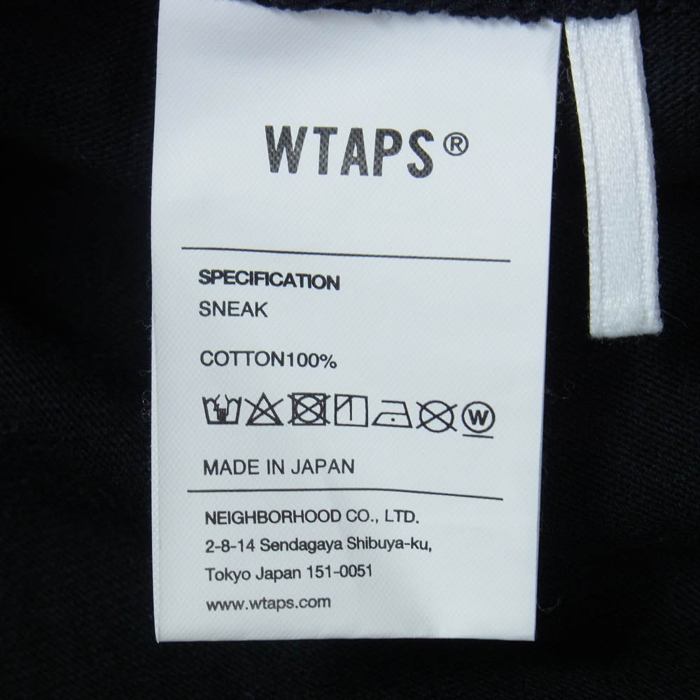 WTAPS ダブルタップス LLW SS COTTON フロント ロゴ プリント Tシャツ 半袖カットソー X02 ブラック系 2【中古】