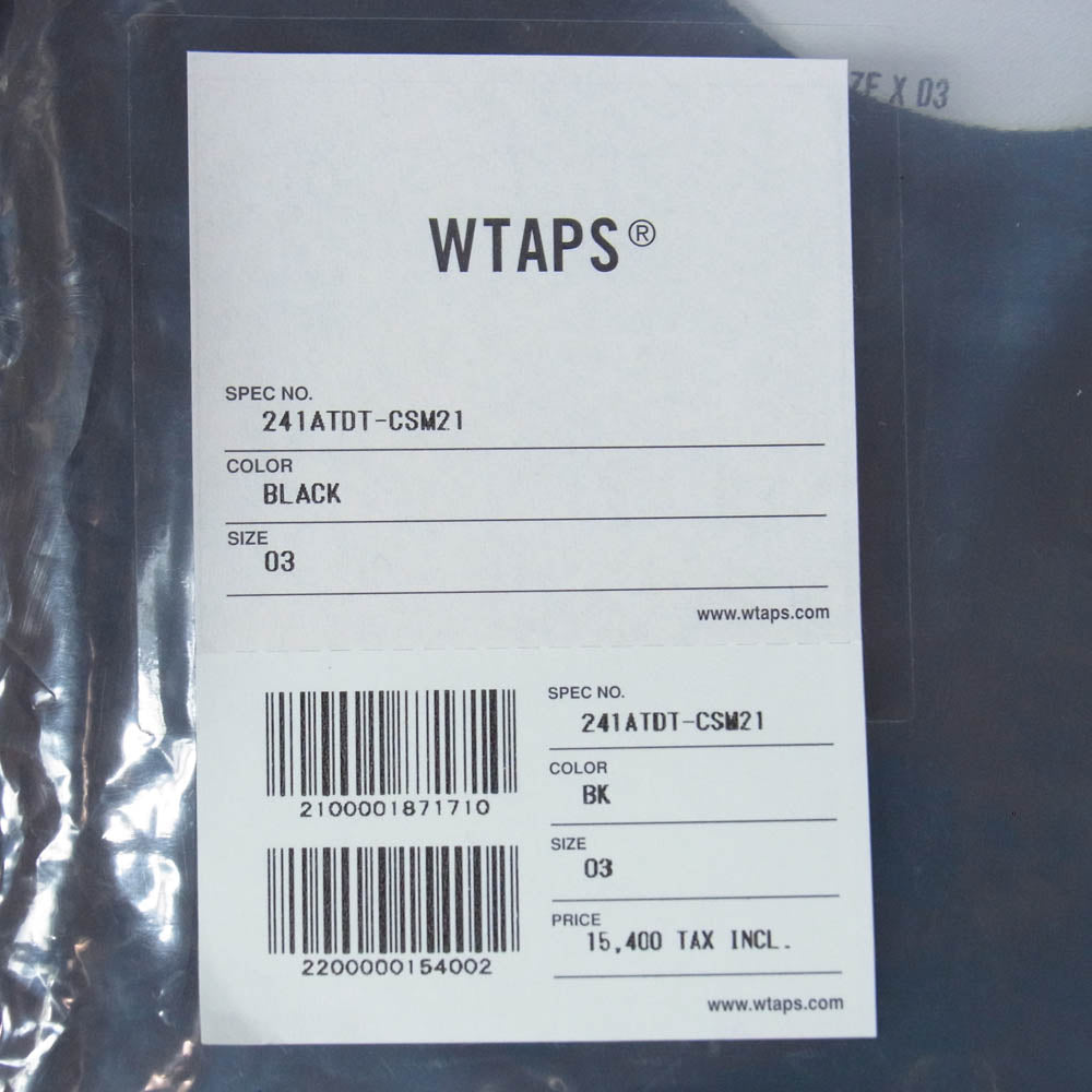 WTAPS ダブルタップス 24SS 241ATDT-CSM21 ACADEMY SS COTTON COLLEGE アカデミー ショートスリーブ コットン カレッジ Tシャツ 半袖カットソー X03 ブラック系 3【新古品】【未使用】【中古】