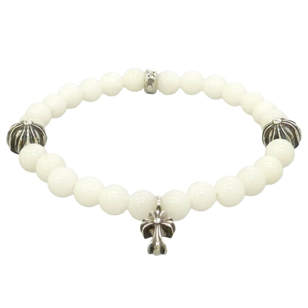 CHROME HEARTS クロムハーツ（原本有） 6mm BEAD 5 STACK CRS スタッククロス ビーズ ブレスレット シルバー系 ホワイト系【中古】 CHROME HEARTS クロムハーツ（原本有） 6mm BEAD 5 STACK CRS スタック