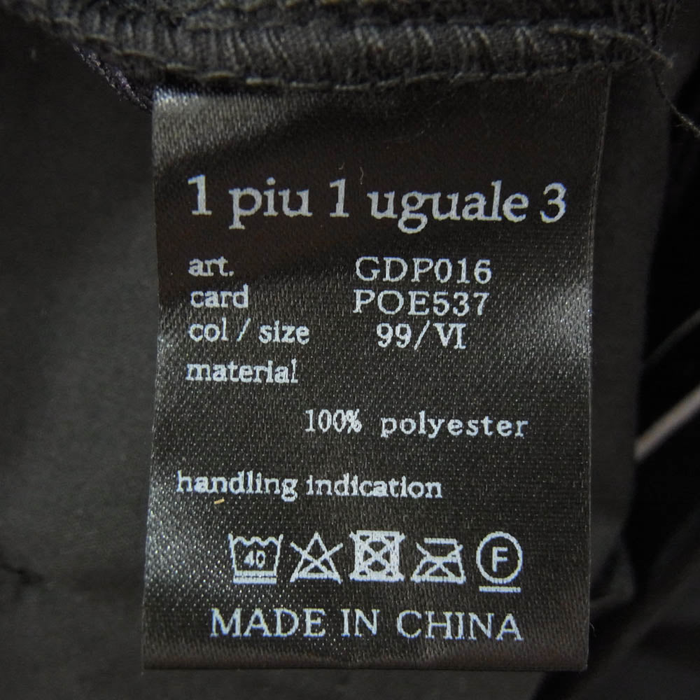 1piu1uguale3 ウノピュウノウグァーレトレ GDP016 POE537 113 GOLF ゴルフ ワンタック 裾ジップ パンツ ブラック系 6【美品】【中古】