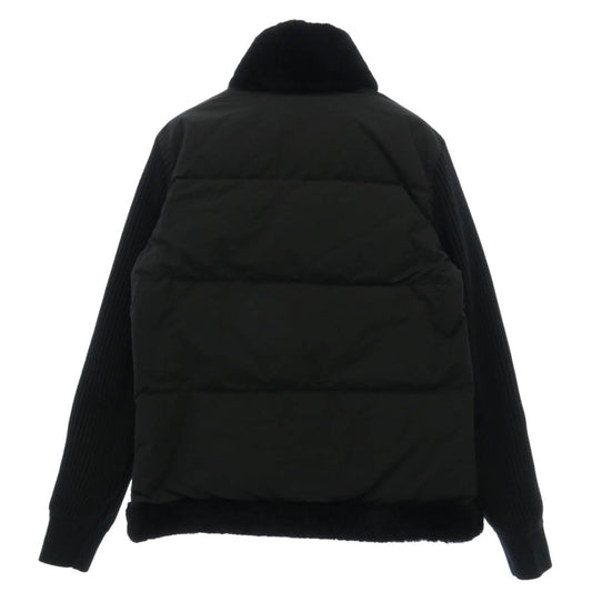 1piu1uguale3 ウノピュウノウグァーレトレ MRB601 LAB049 113 RIB SLEEVE MOUTON STAND 袖ニット リアルムートン切替 スタンド ダウンジャケット ブラック系【美品】【中古】