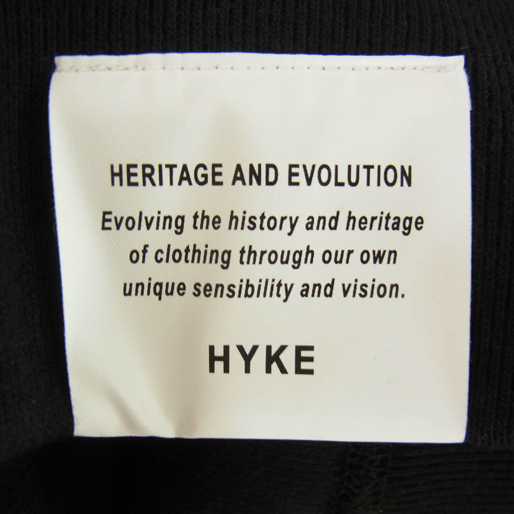 HYKE ハイク AS2-1 裾ロゴタグ バックVガゼット クルーネック コットン スウェット トレーナー ブラック系 XL【中古】