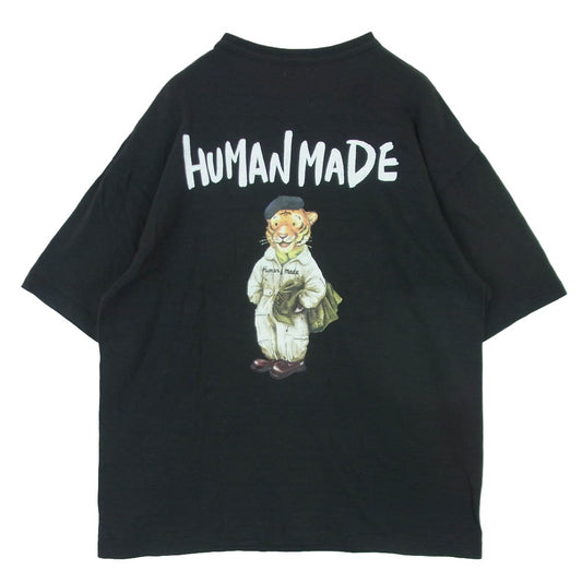 HUMAN MADE ヒューマンメイド 25SS GRAPHIC TIGER TEE ハートロゴワッペン バック グラフィック タイガー プリント コットンスラブ生地 半袖 Tシャツ ブラック系 2XL【中古】
