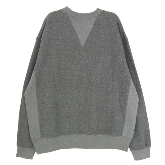 HYKE ハイク 25AW 12415-0604 AS2-1 DK.GREY 裾ロゴタグ バック Vガゼット クルーネック コットン スウェット トレーナー グレー系 XL【新古品】【未使用】【中古】