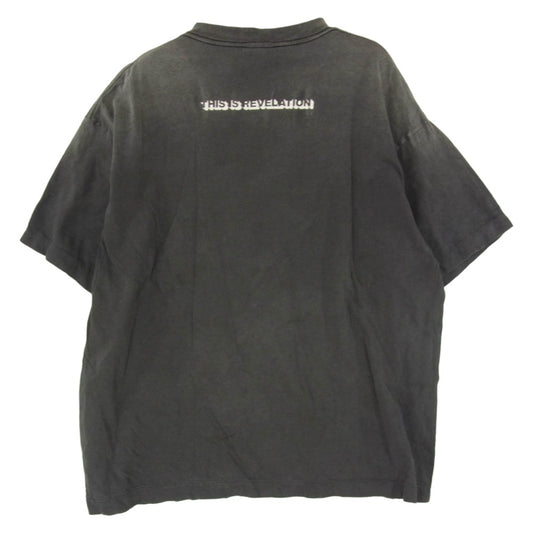 SAINT MICHAEL セントマイケル SM-HR1-0000-008 聖人Mxxxxxx SS TEE SAINT ロゴ プリント 半袖 Tシャツ ユーズド フェード ダメージ ペンキ汚し 加工 グレー系 L【中古】