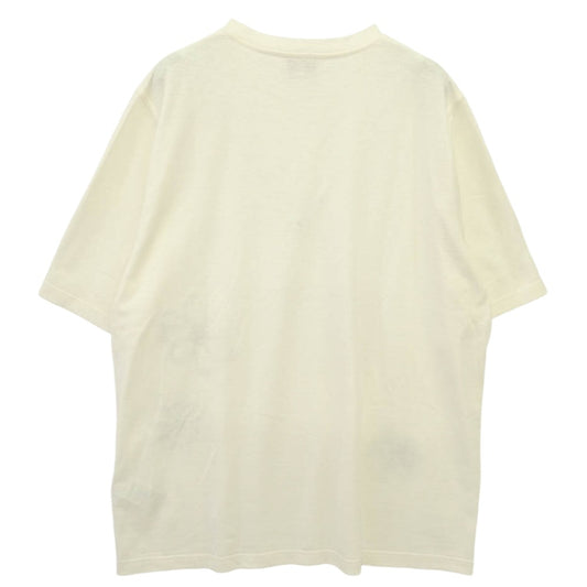HERMES エルメス 557890HA イタリア製 フラワー刺繍 リネン 麻混 半袖 Tシャツ オフホワイト系 L【極上美品】【中古】