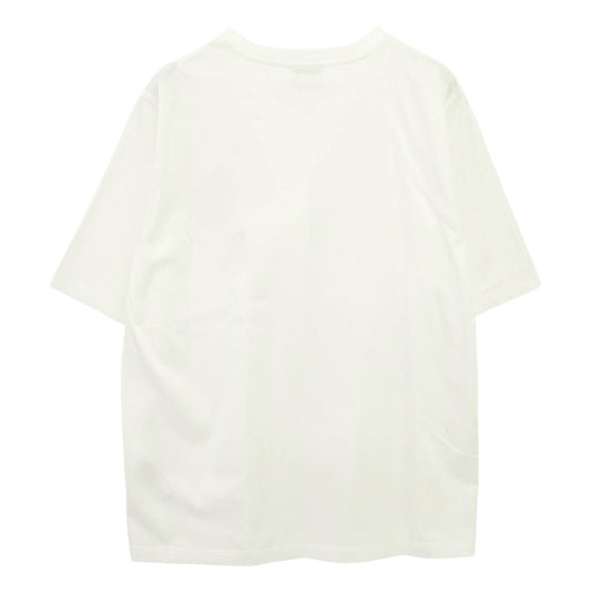 HERMES エルメス イタリア製 JEU D'ADRESS ミニレザーパッチ ジュ ダドレス レザーパッチ ロゴ 半袖 Tシャツ ホワイト系 L【極上美品】【中古】