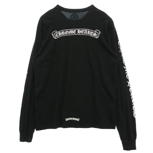 CHROME HEARTS クロムハーツ(原本無) CH L/S T-SHIRT バック スクロールロゴ アームCHロゴ プリント 長袖 Tシャツ ロンT ブラック ブラック系 XL【中古】