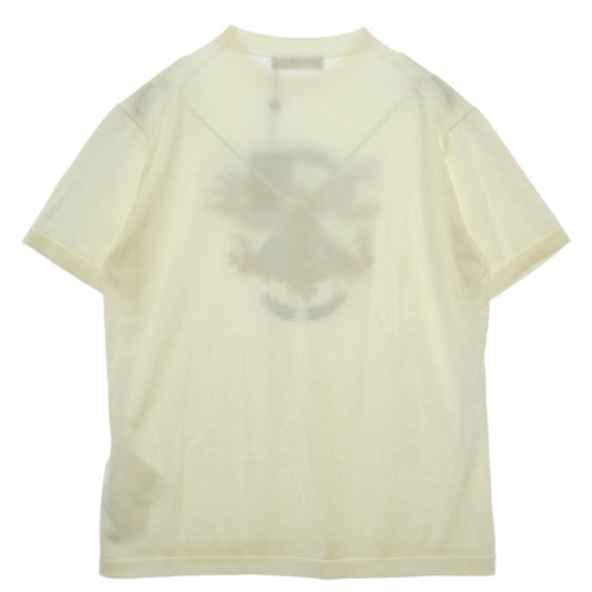 LOUIS VUITTON ルイ・ヴィトン 1AIMAU × NIGO ファレル・ウイリアムスト スリーブショート ニット クルーネック オーガニックコットン 半袖 刺繍 ロゴ サマーニット ホワイト系 XL【新古品】【未使用】【中古】