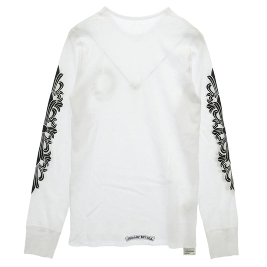 CHROME HEARTS クロムハーツ(原本無) TSHIRT-LS-THERMAL LS 袖フローラルプリント サーマル 長袖 カットソー ホワイト ホワイト系 XL【新古品】【未使用】【中古】