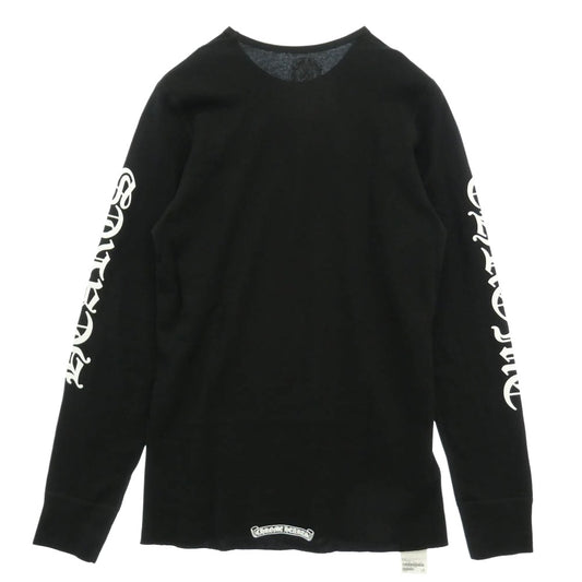 CHROME HEARTS クロムハーツ(原本無) TSHIRT-LS-THERMAL LS 袖ロゴプリント サーマル 長袖 カットソー ブラック ブラック系 XL【新古品】【未使用】【中古】