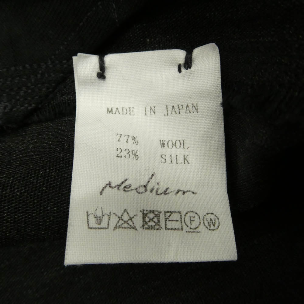 カヴァル ウール シルク混 タック スラックス パンツ ブラック系 M【美品】【中古】