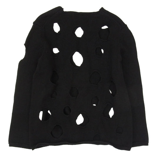 BLACK COMME des GARCONS ブラックコムデギャルソン 1C-N004 穴開き ウール ニット セーター ブラック系 L【中古】