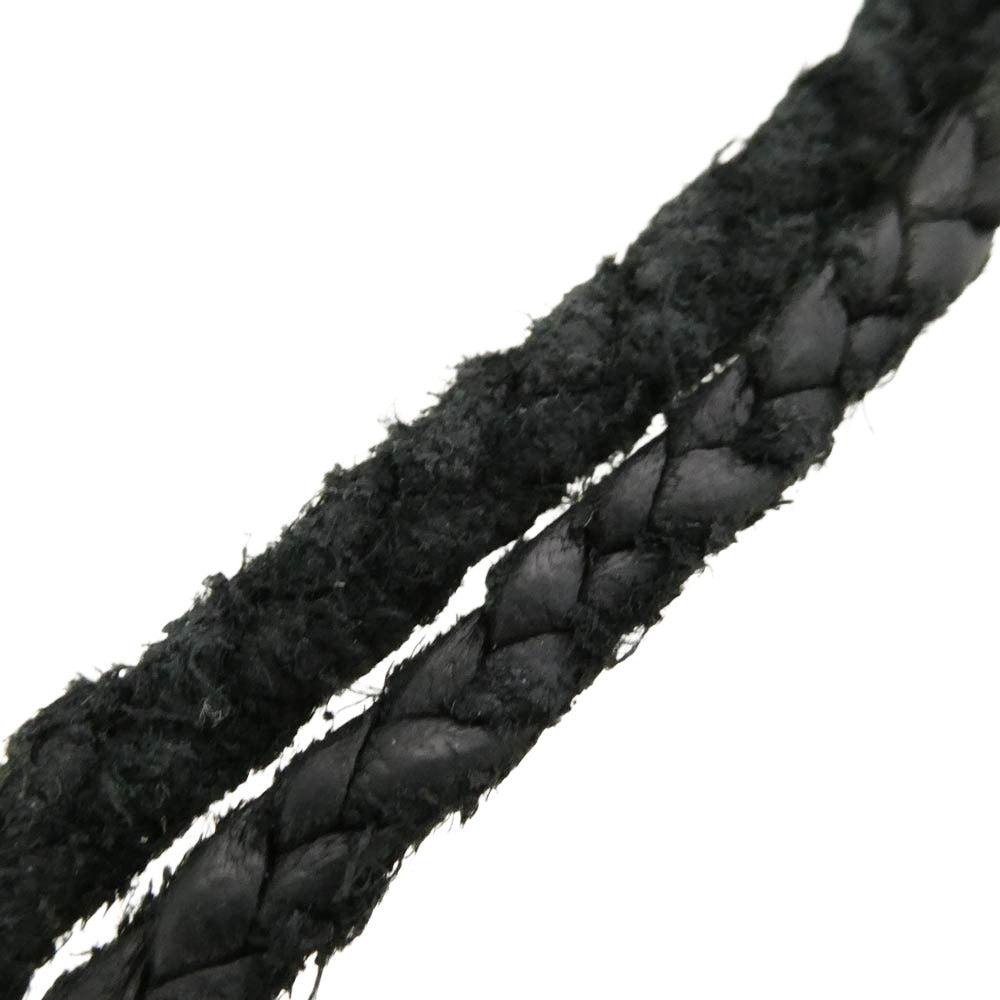 CHROME HEARTS クロムハーツ(原本無) LEATHER BRAID スクロールレザーブレード ネックレス ブラック系 シルバー系【中古】