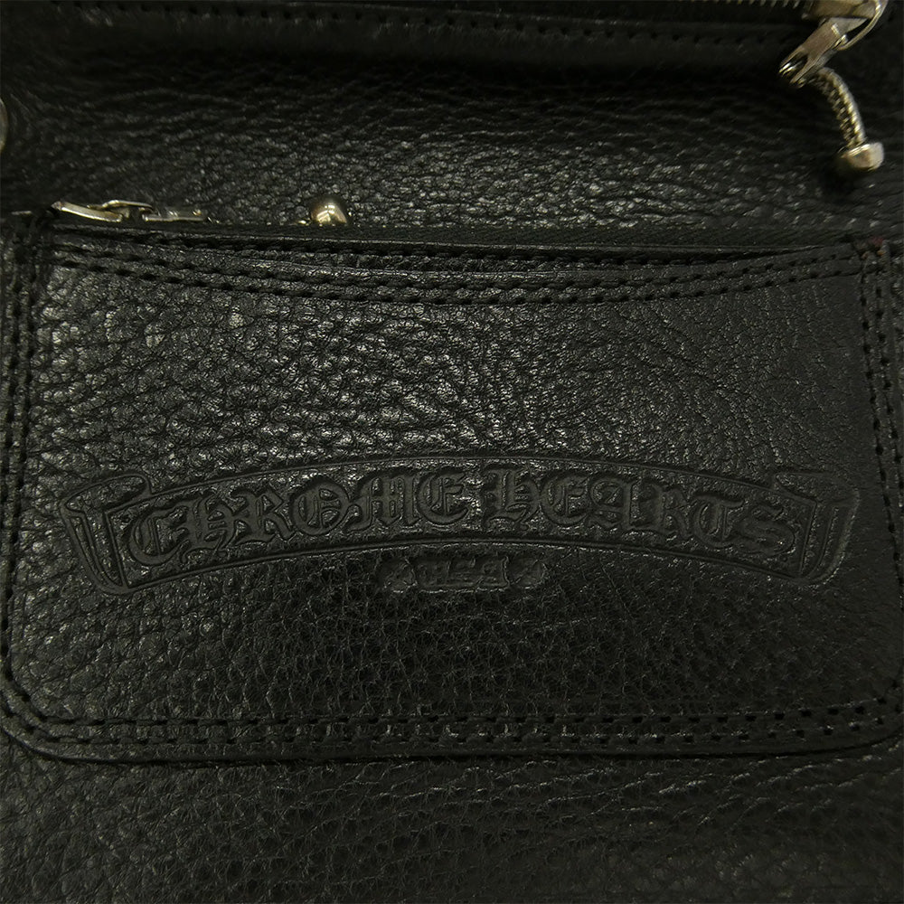CHROME HEARTS クロムハーツ(原本無) 2ZIP WALLET 2ジップ クロスボールボタン レザーウォレット 財布 ブラック系【中古】