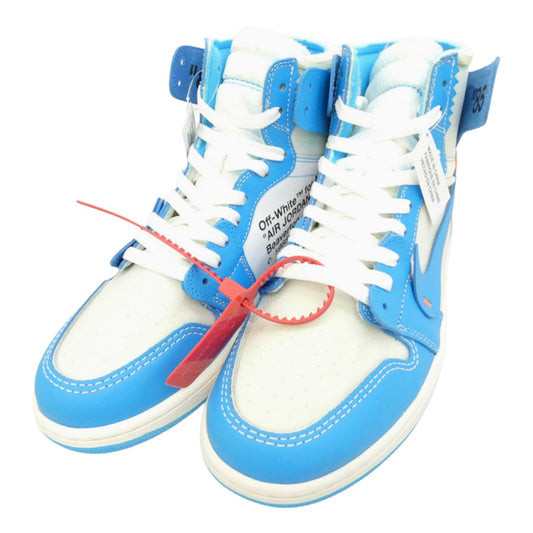 NIKE ナイキ OFF-WHITE オフホワイト AQ0818-148 【フェイクバスターズ鑑定済】× Off-White オフホワイト Air Jordan 1 AJ1 High UNC White Dark Powder Blue エアジョーダン1 ハイ ハイカット スニーカー オフホワイト系 ライトブルー系 28cm【新古品】【未使用】【中古】