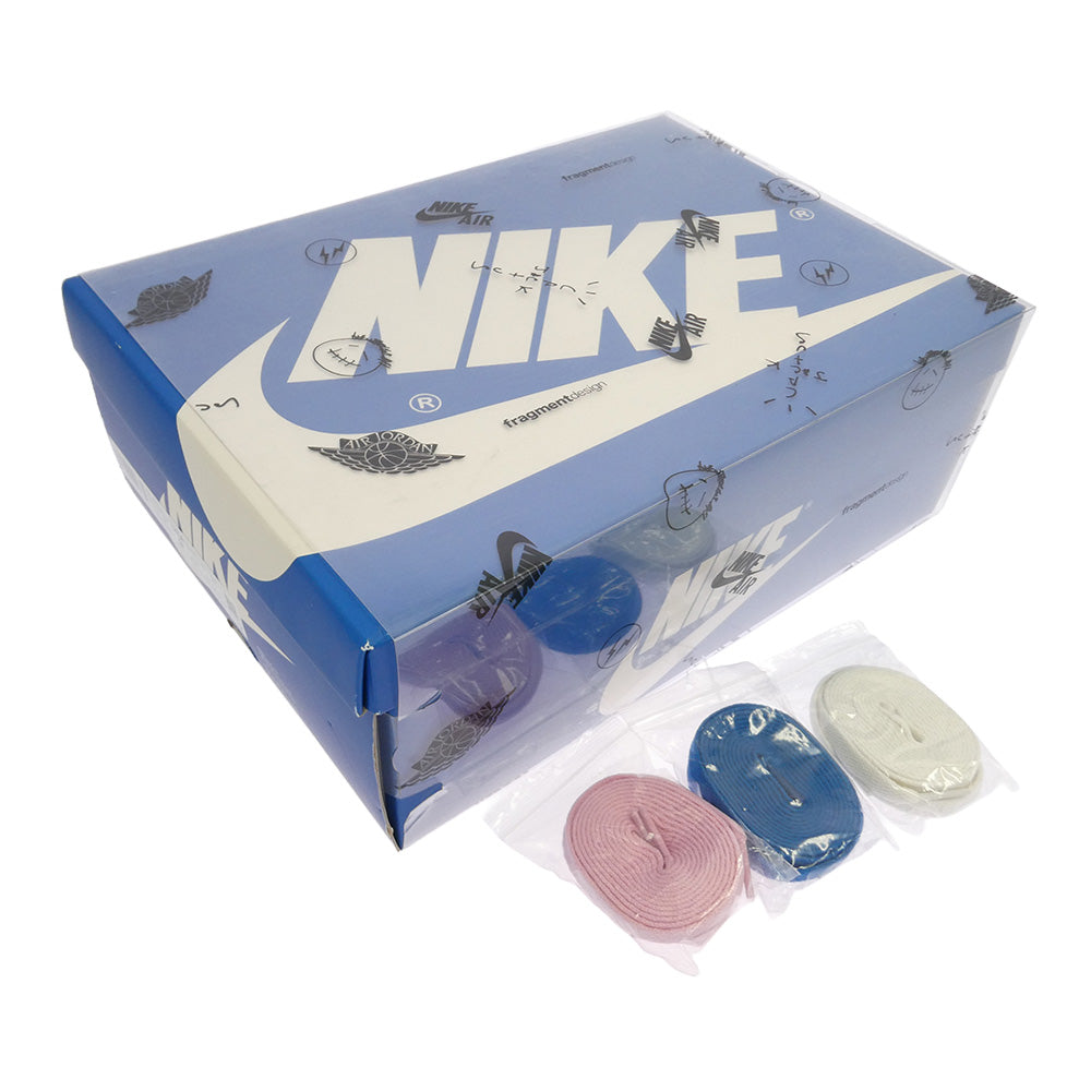 NIKE ナイキ FRAGMENT DESIGN フラグメントデザイン DH3227-105 【フェイクバスターズ鑑定済】× Travis Scottトラヴィススコット × fragment design フラグメントデザイン Air Jordan 1 Retro High OG SP Military Blue エアジョーダン1 レトロ ハイ ハイカット スニーカー ブルー系 ホワイト系 27cm【中古】