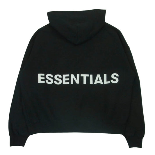 FEAR OF GOD フィアオブゴッド ESSENTIALS エッセンシャルズ バックロゴ フーディー パーカー ブラック系 M【中古】