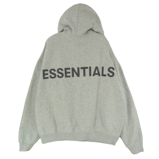 FEAR OF GOD フィアオブゴッド ESSENTIALS エッセンシャルズ バックリフレクティブロゴ フーディー パーカー グレー系 M【中古】