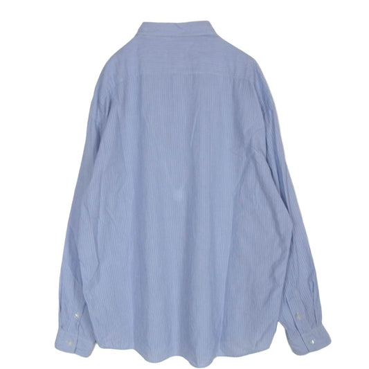 PORTER CLASSIC ポータークラシック ROLL UP COTTON STRIPE SHIRT BLUE ロールアップシャツ ストライプ 長袖 シャツ ライトブルー系 L【中古】