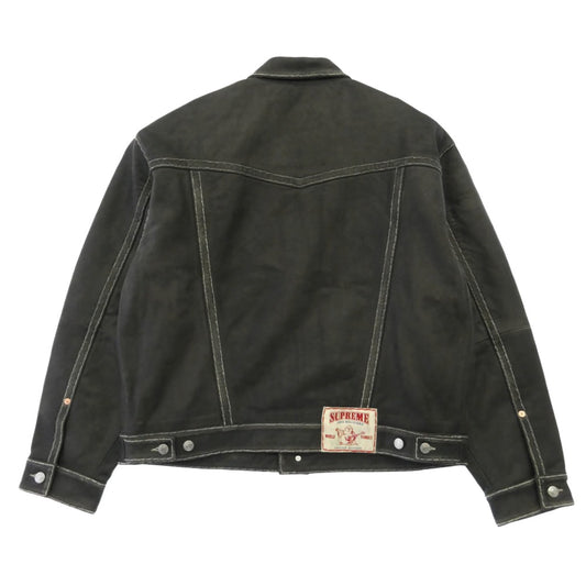 Supreme シュプリーム TRUE RELIGION トゥルーレリジョン 25AW x True Religion Leather Trucker Jacket トゥルーレリジョン レザー トラッカー ジャケット ブラック系 L【極上美品】【中古】