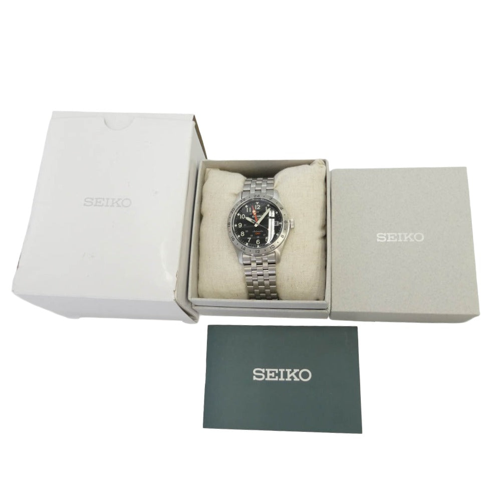 SEIKO セイコー SBSC011 5SPORTS GMT ファイブスポーツ 自動巻き 腕時計 シルバー系【極上美品】【中古】