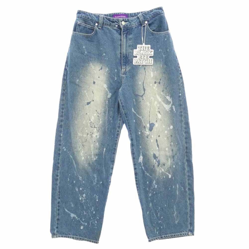 ブラックアイパッチ BLACK EYE PATCH BEEZ-EYE-P SPLATTERED EXTRA BAGGY JEANS バギー ペイント 加工 デニム パンツ インディゴブルー系 L 34【美品】【中古】 ブラックアイパッチ BEEZ-EYE-P SPLATTERED EXTRA BAGGY JEANS バギー