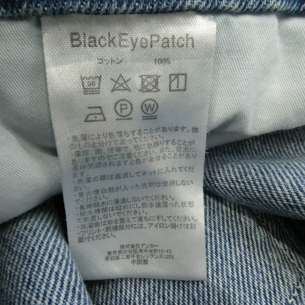 ブラックアイパッチ BEEZ-EYE-P SPLATTERED EXTRA BAGGY JEANS バギー ペイント 加工 デニム パンツ インディゴブルー系 L 34【美品】【中古】