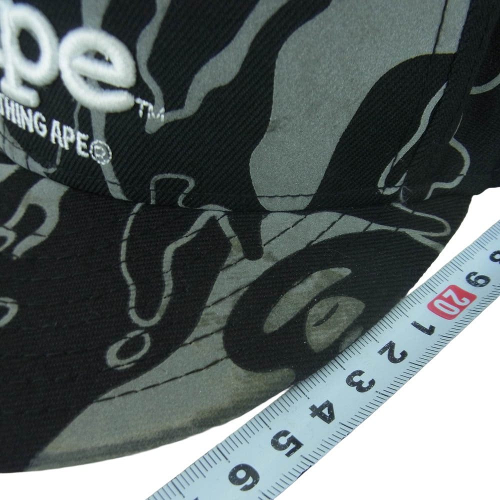 A BATHING APE アベイシングエイプ NEW ERA ニューエラ AAPCPM4001XX6 AAPE エーエイプ 迷彩柄 カモフラージュ キャップ ブラック系 グレー系 57.7cm【中古】