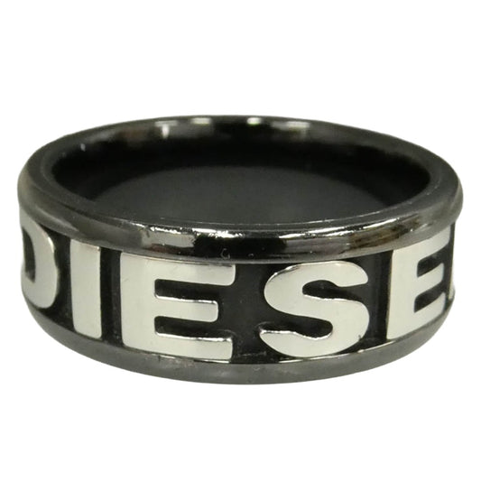 DIESEL ディーゼル ロゴ ステンレス バンド リング 指輪 ブラック系 22号【中古】