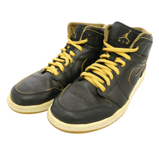 NIKE ナイキ 16SS 554724-042 Air Jordan 1 Mid Black Metallic Gold エアジョーダン1 ミッド ブラック メタリックゴールド スニーカー ブラック系 27cm【中古】