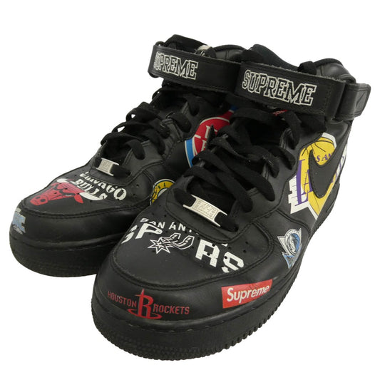 Supreme シュプリーム NIKE ナイキ 18SS AQ8017-001 × NIKE AIR FORCE 1 MID NBA TEAM Black ナイキ エアフォース1 ミッド エヌビーエーチーム ミドルカット ミッド スニーカー ブラック系 27cm【中古】