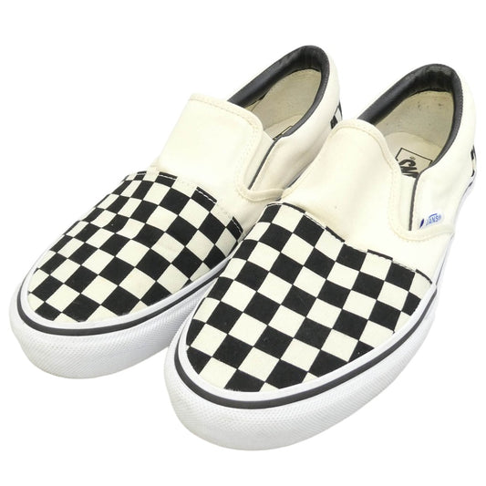 VANS バンズ V98CL SSZ × BEAMS ビームス 別注 Pocket Slip On スリッポン チェッカーフラッグ ローカットスニーカー オフホワイト系 ブラック系 27.5cm【中古】
