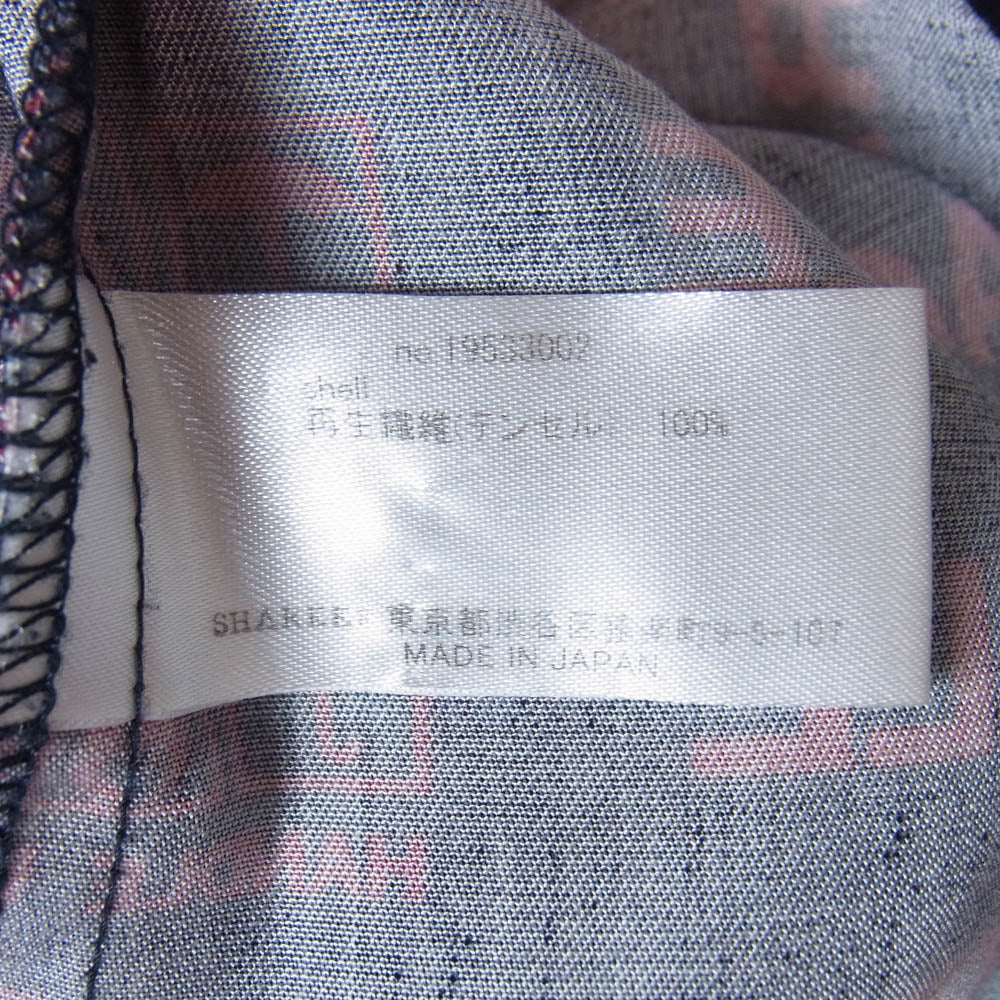 SHAREEF シャリーフ 19SS 19533002 FRAGILE ROGO HALF-ZIP S/S SHIRTS ハーフシップ ロゴ 総柄 半袖 シャツ ダークネイビー系 1【中古】