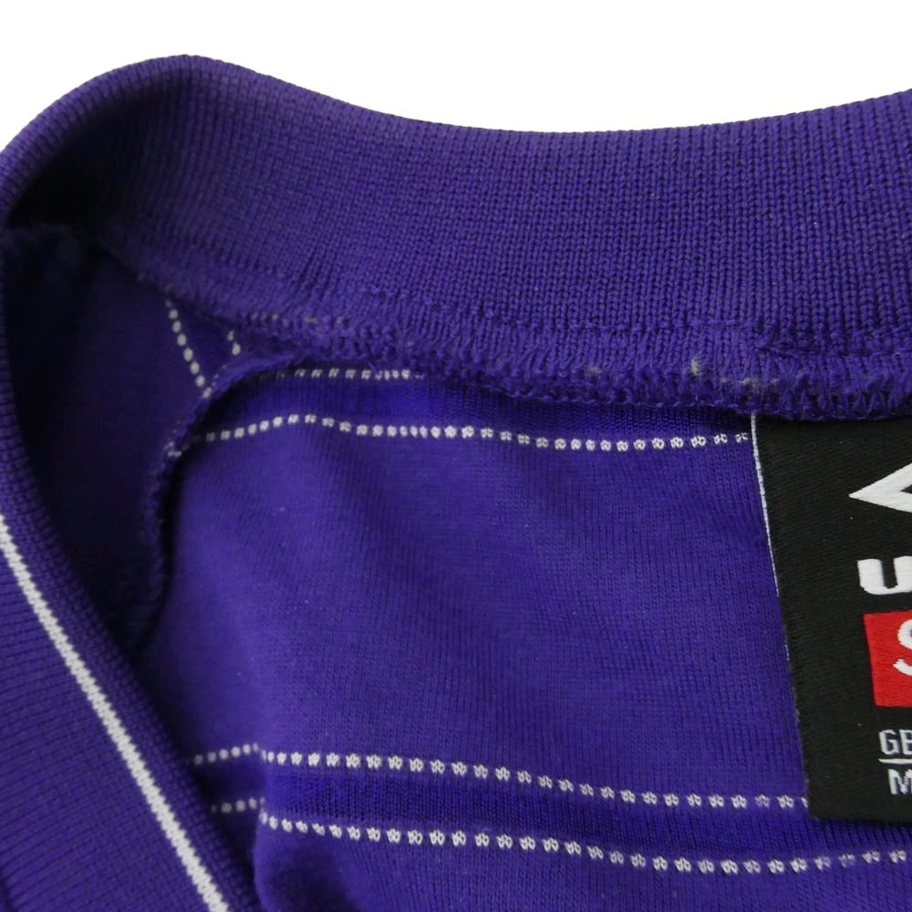 Supreme シュプリーム 25SS × Umbro Stripe Soccer Jersey アンブロ ストライプ サッカー ジャージ 半袖 ゲーム Tシャツ カットソー パープル系 US M【中古】