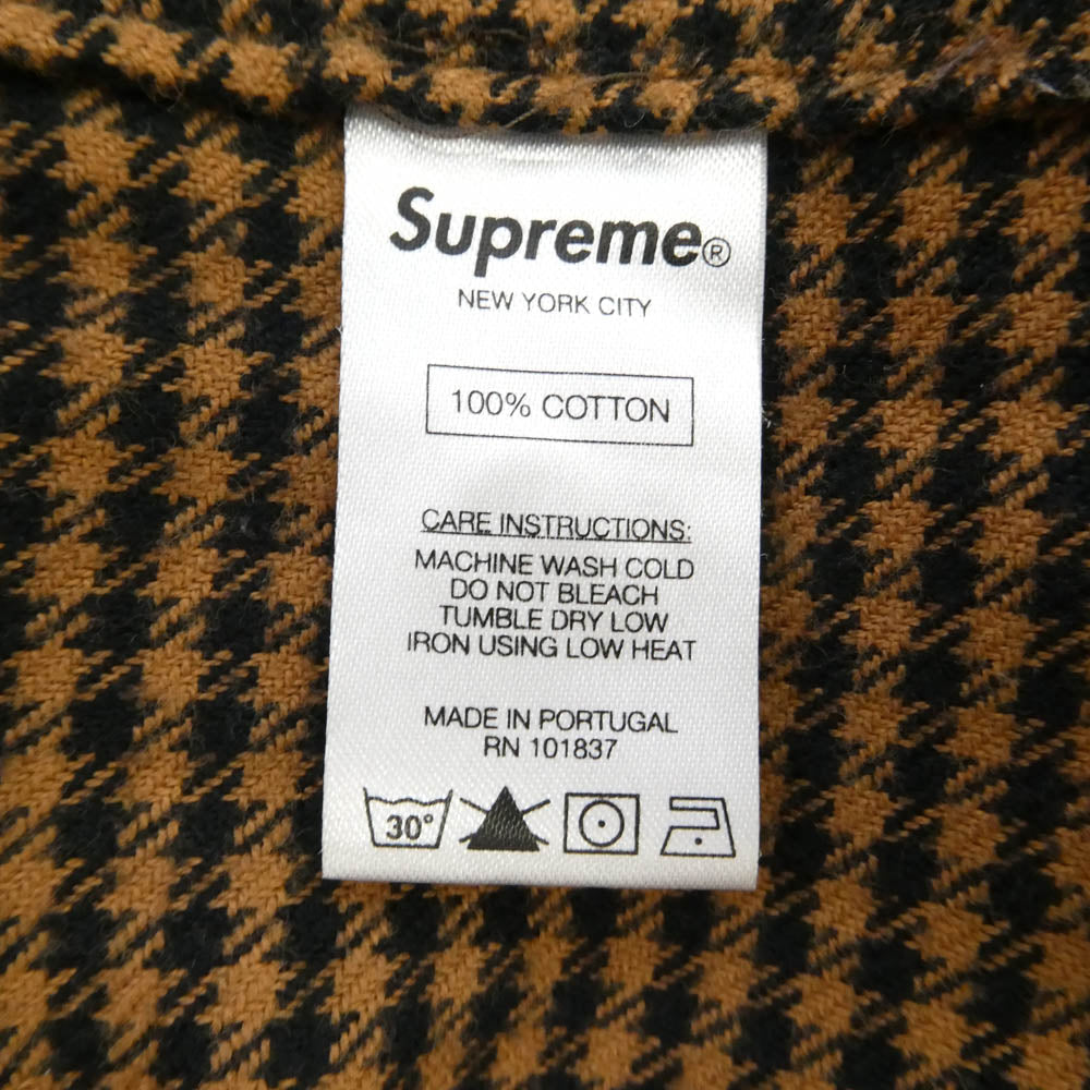 Supreme シュプリーム 16AW Houndstooth Flannel Shirt ハウンドトゥース コットン フランネル 長袖シャツ ブラウン ブラウン系 M【中古】