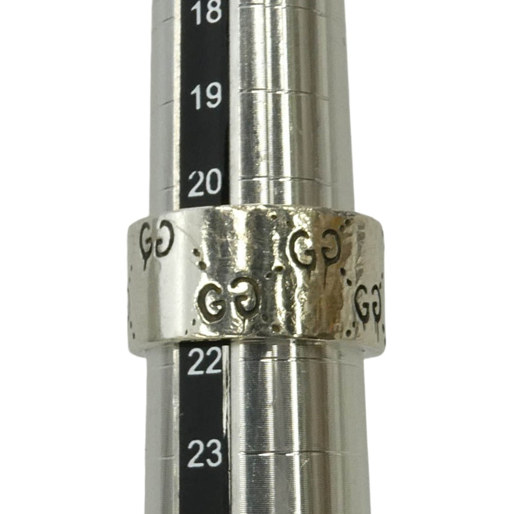 GUCCI グッチ GG ICON RING ロゴ 刻印 ワイドバンド リング 指輪 シルバー系 約21号【中古】