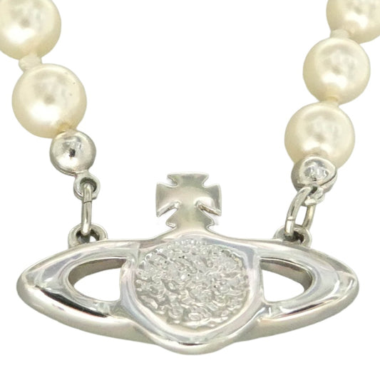 Vivienne Westwood ヴィヴィアンウエストウッド Mini Bas Relief Pearl ミニ バス レリーフ パール チョーカー ネックレス オフホワイト系 シルバー系【中古】
