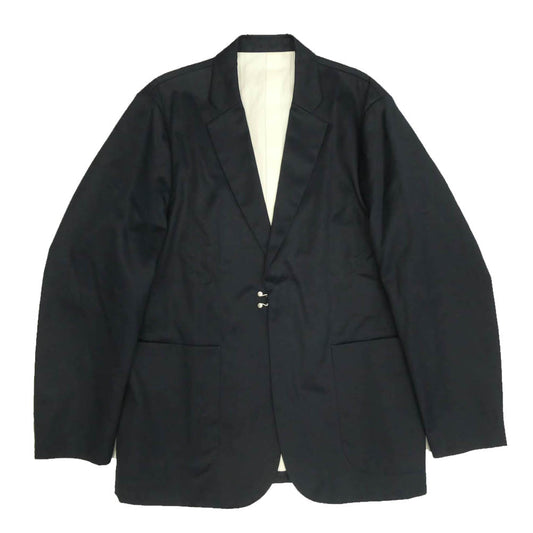 ワイオーエヌ 18AW YON18AW-JK003 YON-TROUSERS-01 マーセライズド テーラードジャケット スタンダード トラウザーズ パンツ セットアップ ネイビー系 48【中古】